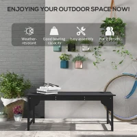 Outsunny Wooden Garden Bench, Patio Double Park Bench with Slatted Seat, Front Porch Backless Bench, Black(m-6)