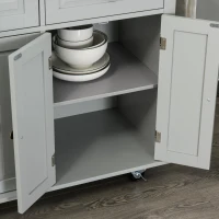HOMCOM Kitchen Island with Storage, Rolling Trolley Cart with Rubber Wood Top, Spice Rack, Towel Rack, 2 Locking Brakes,Grey(m-13)