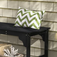 Outsunny Wooden Garden Bench, Patio Double Park Bench with Slatted Seat, Front Porch Backless Bench, Black(m-7)