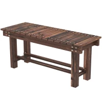 Outsunny Garden Bench 0.8" Seater Outdoor Bench with Storage Shelf 35.4" Carbonized Wood(m-1)