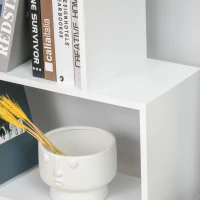 HOMCOM 76" 6-Tier Geometric Wooden Bookcase S Shaped Storage Display Bookshelf Modern shelf Open Concept Living Room Home Office Furniture, White(m-13)