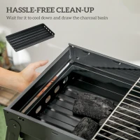 Outsunny Portable Charcoal Grill with Pull-Out Charcoal Basin, Folding Tabletop Barbecue, Compact Camping BBQ, Black(m-5)