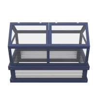 Outsunny Raised Garden Flower Bed Kit w/ Greenhouse, Wooden Cold Frame Planter, Gray(m-13)