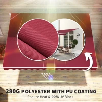 Outsunny 12' x 10' Retractable Awning Patio UV Resistant Fabric and Aluminum Frame for Deck, Balcony, Yard, Wine Red(m-5)