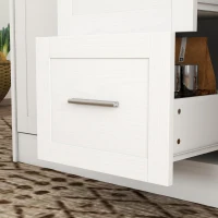 HOMCOM Kitchen Island with Storage Cabinets, Spacious Countertop 3 Drawers, 2 Adjustable Shelves and Sitting Space for Dining Room, White(m-13)