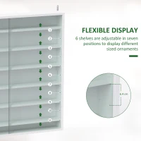 HOMCOM 7-Tier Display Cabinet, Shot Glass Display Case, Glass Curio Cabinet with 2 Glass Doors and 6 Adjustable Shelves, White(m-4)