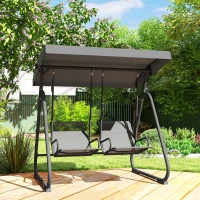 Outsunny Patio Swing Chair w/Adjustable Canopy Outdoor Porch Swing Glider w/Dual Independent Seats 2-Seat Grey(m-10)