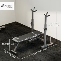 Soozier Adjustable Weight Bench, Foldable Bench Press with Barbell Rack and Dip Station for Home Gym, Strength Training Multiuse Workout Bench, Black and Grey(m-3)