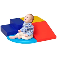 Qaba Crawl and Climb Foam Play Set Toddler Nugget 4 Pieces Lightweight Interactive Set for Climbing, Crawling, Sliding Play Zone for Baby Preschooler(m-2)