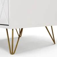 HOMCOM Modern Bedside Table, Accent Nightstand with 2 Drawers, Bed End Table for Bedroom, Living Room, White(m-12)