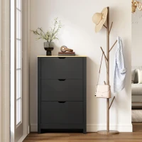 HOMCOM Shoe Storage Cabinet with 3 Flip Drawers and Adjustable Shelves for 12-18 Pairs of Shoes, Black(m-9)