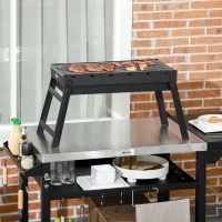 Outsunny Portable Charcoal Grill with Pull-Out Charcoal Basin, Folding Tabletop Barbecue, Compact Camping BBQ, Black(m-1)