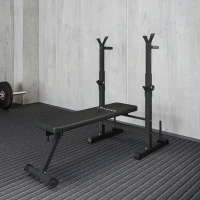 Soozier Adjustable Weight Bench, Foldable Bench Press with Barbell Rack and Dip Station for Home Gym, Strength Training Multiuse Workout Bench, Black(m-8)