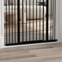 PawHut Extra Tall Dog Gate with Door, Pressure Fit, Auto Close, Double Locking for Doorways Hallways Stairs, 29"-39", Black(m-10)