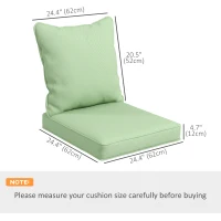 Outsunny Seat Cushion Back Pillows Replacement Set of 2, Patio Chair Cushions Set for Indoor Outdoor, Green(m-3)