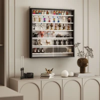 HOMCOM 7-Tier Display Cabinet, Shot Glass Display Case, Glass Curio Cabinet with Glass Doors, Black and White(m-9)