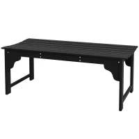 Outsunny Wooden Garden Bench, Patio Double Park Bench with Slatted Seat, Front Porch Backless Bench, Black(m-2)