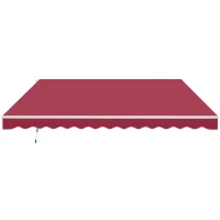 Outsunny 12' x 10' Retractable Awning Patio UV Resistant Fabric and Aluminum Frame for Deck, Balcony, Yard, Wine Red(m-11)