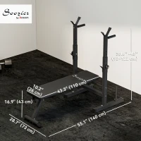 Soozier Adjustable Weight Bench, Foldable Bench Press with Barbell Rack and Dip Station for Home Gym, Strength Training Multiuse Workout Bench, Black(m-3)