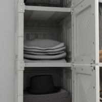 HOMCOM Portable Wardrobe, Foldable Storage Organzier with 5 Compartments, 1 Hanging Rod, Magnet Doors, White(m-11)