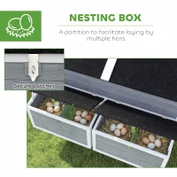 PawHut 59" Wooden Chicken Coop w/ Wheels, Handles, 2 Nesting Boxes, 2 Trays, 4 Perches, Chicken Tractor for 4-6 Chickens, Gray(m-6)
