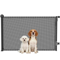 PawHut Retractable Dog Gate, 36.6" Tall,  Extends to 55" Wide, Mesh Pet Gate with Single Hand Operation, for Stairs, Doorways(m-11)
