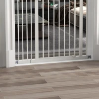 PawHut Extra Tall Dog Gate with Door, Pressure Fit, Auto Close, Double Locking for Doorways Hallways Stairs, 29"-37", White(m-10)