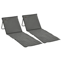 Outsunny Set of 2 Foldable Lounge Chairs with Carry Strap, Adjustable Backrest, Grey(m-2)