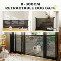 PawHut Retractable Dog Gate, 41" Tall,  Extends to 122" Wide, Mesh Pet Gate with Single Hand Operation, for Stairs, Doorways(m-4)