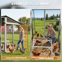 PawHut Large Chicken Coop for 10-15 Hens, Walk-in Outdoor Chicken House with Run, Nesting Box, Waterproof Roof, Perches(m-5)