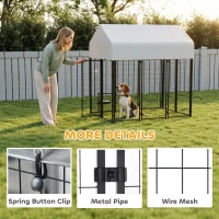 PawHut Outdoor Dog Kennel with Roof, 6' x 4' x 6' Heavy Duty Welded Wire Dog Playpen Enclosure with Escape-proof Lock(m-6)