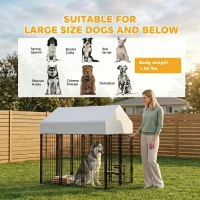 PawHut Outdoor Dog Kennel with Roof, 6' x 6' x 6' Heavy Duty Welded Wire Dog Playpen Enclosure with Escape-proof Lock(m-8)