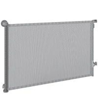 PawHut Retractable Dog Gate, 36.6" Tall,  Extends to 55" Wide, Mesh Pet Gate with Single Hand Operation, for Stairs, Doorways(m-2)