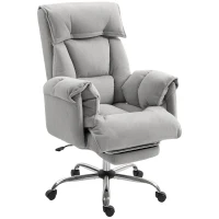 HOMCOM High Back Office Chair, Reclining Desk Chair with Footrest, High Resilience Foam, Rolling Wheels, Light Taupe Gray(m-1)