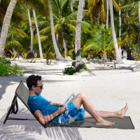 Outsunny Set of 2 Foldable Lounge Chairs with Carry Strap, Adjustable Backrest, Grey(m-8)