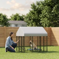 PawHut Outdoor Dog Kennel with Roof, 6' x 6' x 6' Heavy Duty Welded Wire Dog Playpen Enclosure with Escape-proof Lock(m-2)