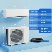 HOMCOM 23000 BTU Mini Split Air Conditioner, 22 SEER2 230V WIFI Enabled Inverter AC Unit Cools up to 1500 Sq.Ft(m-3)