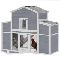 PawHut 66.5" Large Chicken Coop, Wooden Chicken House with 2 Nesting Boxes, Sliding Tray & Ramp, for Outdoor Backyard Farm(m-2)