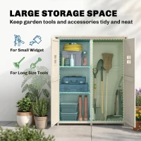 Outsunny 4x1.5ft Wooden Garden Sheds, Outdoor Storage with Windows and Double Door for Gardeners, Grey(m-4)