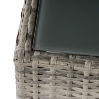 Outsunny Rattan Garden Coffee Table, 25.6" Square Garden Rattan Table with Tempered Glass Top, Grey(m-9)