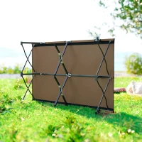 Outsunny 76" Two Person Folding Camping Cot Outdoor Portable Double Cot Wide Military Sleeping Bed w/ Carrying Bag Khaki(m-7)