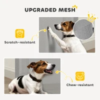 PawHut Retractable Dog Gate, 36.6" Tall,  Extends to 55" Wide, Mesh Pet Gate with Single Hand Operation, for Stairs, Doorways(m-6)