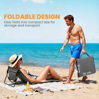 Outsunny Set of 2 Foldable Lounge Chairs with Carry Strap, Adjustable Backrest, Grey(m-6)