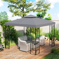 Outsunny 10' x 10' Square 2-Tier Gazebo Canopy Replacement Top Cover Outdoor Garden Sun Shade, Dark Grey
