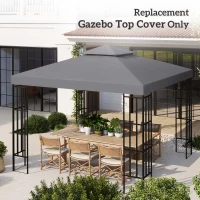 Outsunny 10' x 10' Square 2-Tier Gazebo Canopy Replacement Top Cover Outdoor Garden Sun Shade, Dark Grey(m-7)