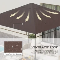 Outsunny 10' x 10' Square Gazebo Canopy Replacement UV Protected Top Cover Sun Shade Coffee(m-4)