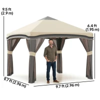 Outsunny 10' x 10' Pop Up Canopy with Netting, Foldable Tents for Parties, Height Adjustable, with Storage Bag(m-3)