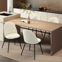 HOMCOM Set of 4 Modern Dining Chairs, Velvet Upholstered Kitchen Chairs with Steel Legs for Living Room, Cream White(m-9)