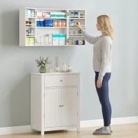HOMCOM Wall Mount Medicine Cabinet, Bathroom Cabinet with 4 Tier Shelves, Lockable with 2 Keys for Kitchen, White(m-10)