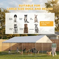 PawHut Heavy Duty Outdoor Dog Kennel with Waterproof Roof, Secure Latch, Chain Link Dog Run for Backyard, 19.7' x 19.7' x 8.9'(m-9)